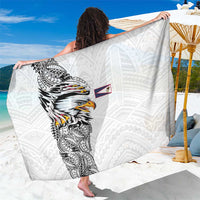 American Samoa Flag Day Sarong Tribal Tattoo with Eagle White LT03 One Size 44 x 66 inches White - Polynesian Pride