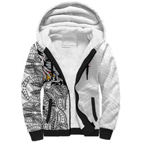 American Samoa Flag Day Sherpa Hoodie Tribal Tattoo with Eagle White