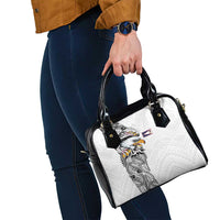 American Samoa Flag Day Shoulder Handbag Tribal Tattoo with Eagle White