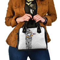American Samoa Flag Day Shoulder Handbag Tribal Tattoo with Eagle White