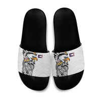 American Samoa Flag Day Slide Sandals Tribal Tattoo with Eagle White