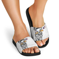 American Samoa Flag Day Slide Sandals Tribal Tattoo with Eagle White