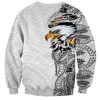 American Samoa Flag Day Sweatshirt Tribal Tattoo with Eagle White LT03 - Polynesian Pride
