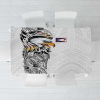 American Samoa Flag Day Tablecloth Tribal Tattoo with Eagle White