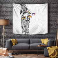 American Samoa Flag Day Tapestry Tribal Tattoo with Eagle White LT03 White - Polynesian Pride