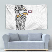 American Samoa Flag Day Tapestry Tribal Tattoo with Eagle White LT03 - Polynesian Pride