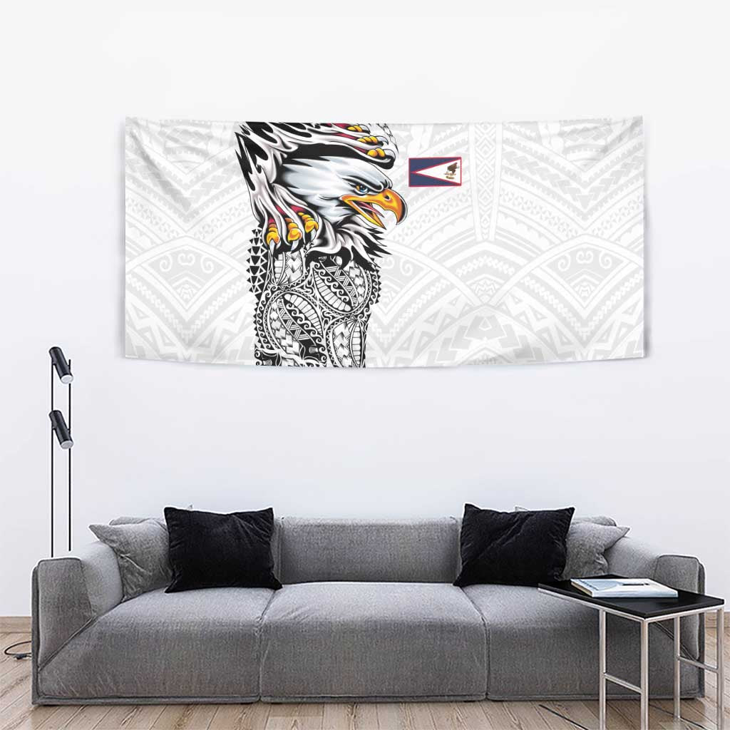 American Samoa Flag Day Tapestry Tribal Tattoo with Eagle White LT03 - Polynesian Pride