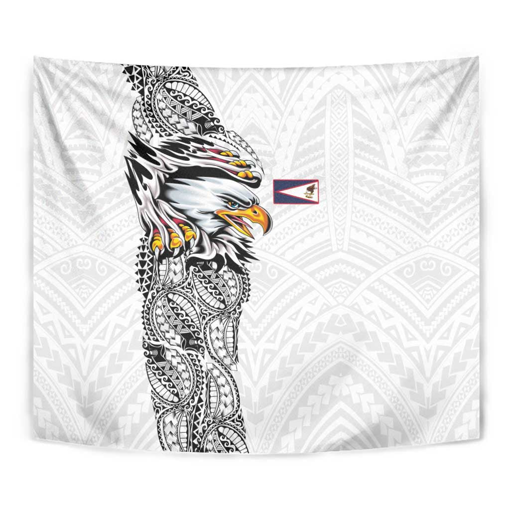 American Samoa Flag Day Tapestry Tribal Tattoo with Eagle White LT03 - Polynesian Pride