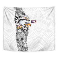 American Samoa Flag Day Tapestry Tribal Tattoo with Eagle White LT03 - Polynesian Pride