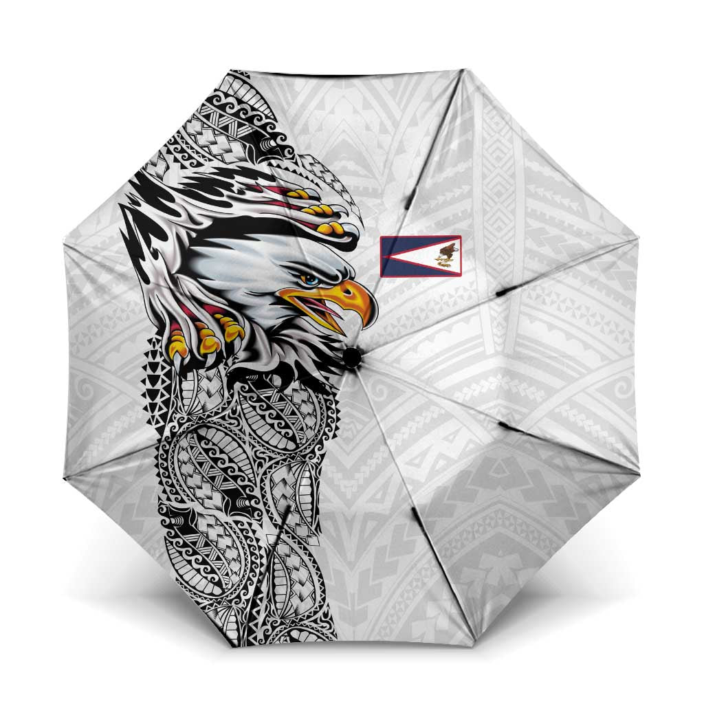 American Samoa Flag Day Umbrella Tribal Tattoo with Eagle White LT03 One Size Folded 11.42 inch Opened Diameter 37.4 inch White - Polynesian Pride
