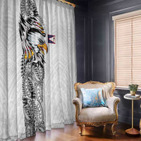 American Samoa Flag Day Window Curtain Tribal Tattoo with Eagle White LT03 - Polynesian Pride