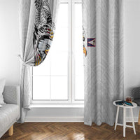 American Samoa Flag Day Window Curtain Tribal Tattoo with Eagle White LT03 - Polynesian Pride
