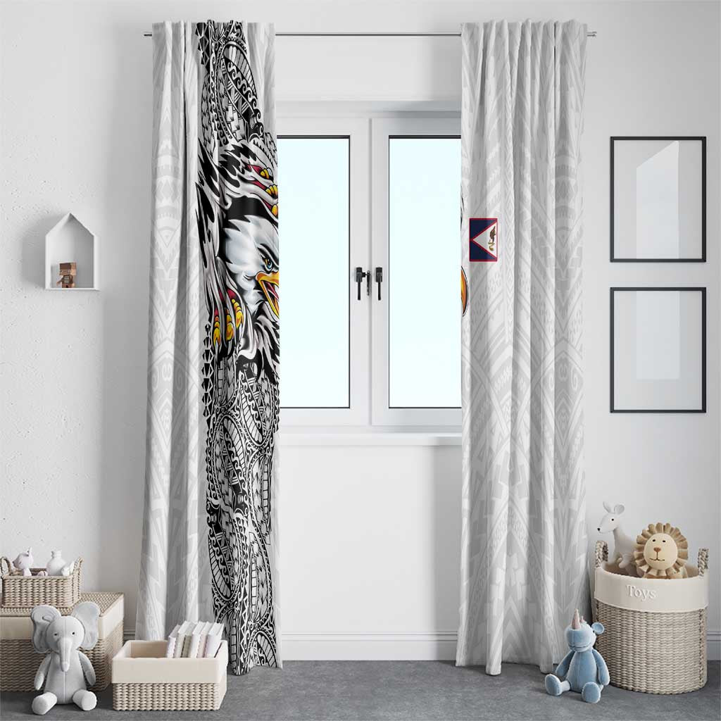 American Samoa Flag Day Window Curtain Tribal Tattoo with Eagle White LT03 - Polynesian Pride