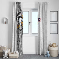 American Samoa Flag Day Window Curtain Tribal Tattoo with Eagle White LT03 - Polynesian Pride