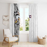 American Samoa Flag Day Window Curtain Tribal Tattoo with Eagle White LT03 - Polynesian Pride