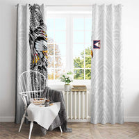 American Samoa Flag Day Window Curtain Tribal Tattoo with Eagle White LT03 - Polynesian Pride