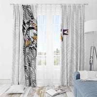 American Samoa Flag Day Window Curtain Tribal Tattoo with Eagle White LT03 - Polynesian Pride