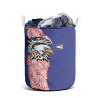 American Samoa Flag Day Laundry Basket Tribal Tattoo with Eagle Blue-Red