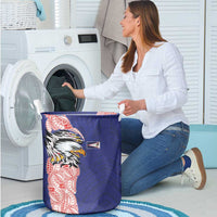 American Samoa Flag Day Laundry Basket Tribal Tattoo with Eagle Blue-Red