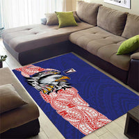 American Samoa Flag Day Area Rug Tribal Tattoo with Eagle Blue-Red LT03 - Polynesian Pride