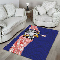 American Samoa Flag Day Area Rug Tribal Tattoo with Eagle Blue-Red LT03 - Polynesian Pride