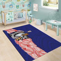 American Samoa Flag Day Area Rug Tribal Tattoo with Eagle Blue-Red LT03 - Polynesian Pride