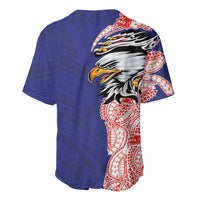 American Samoa Flag Day Baseball Jersey Tribal Tattoo with Eagle Blue-Red