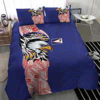 American Samoa Flag Day Bedding Set Tribal Tattoo with Eagle Blue-Red LT03 - Polynesian Pride