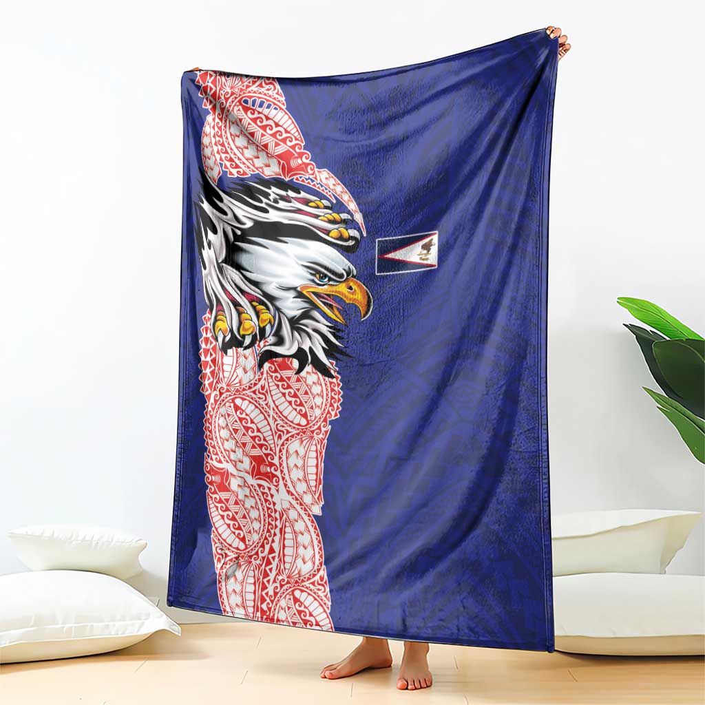 American Samoa Flag Day Blanket Tribal Tattoo with Eagle Blue-Red LT03 - Polynesian Pride