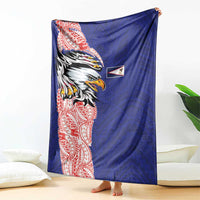 American Samoa Flag Day Blanket Tribal Tattoo with Eagle Blue-Red LT03 - Polynesian Pride