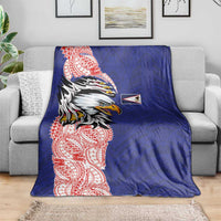 American Samoa Flag Day Blanket Tribal Tattoo with Eagle Blue-Red LT03 - Polynesian Pride