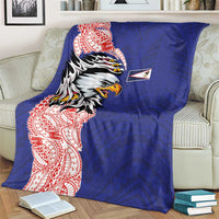 American Samoa Flag Day Blanket Tribal Tattoo with Eagle Blue-Red LT03 - Polynesian Pride