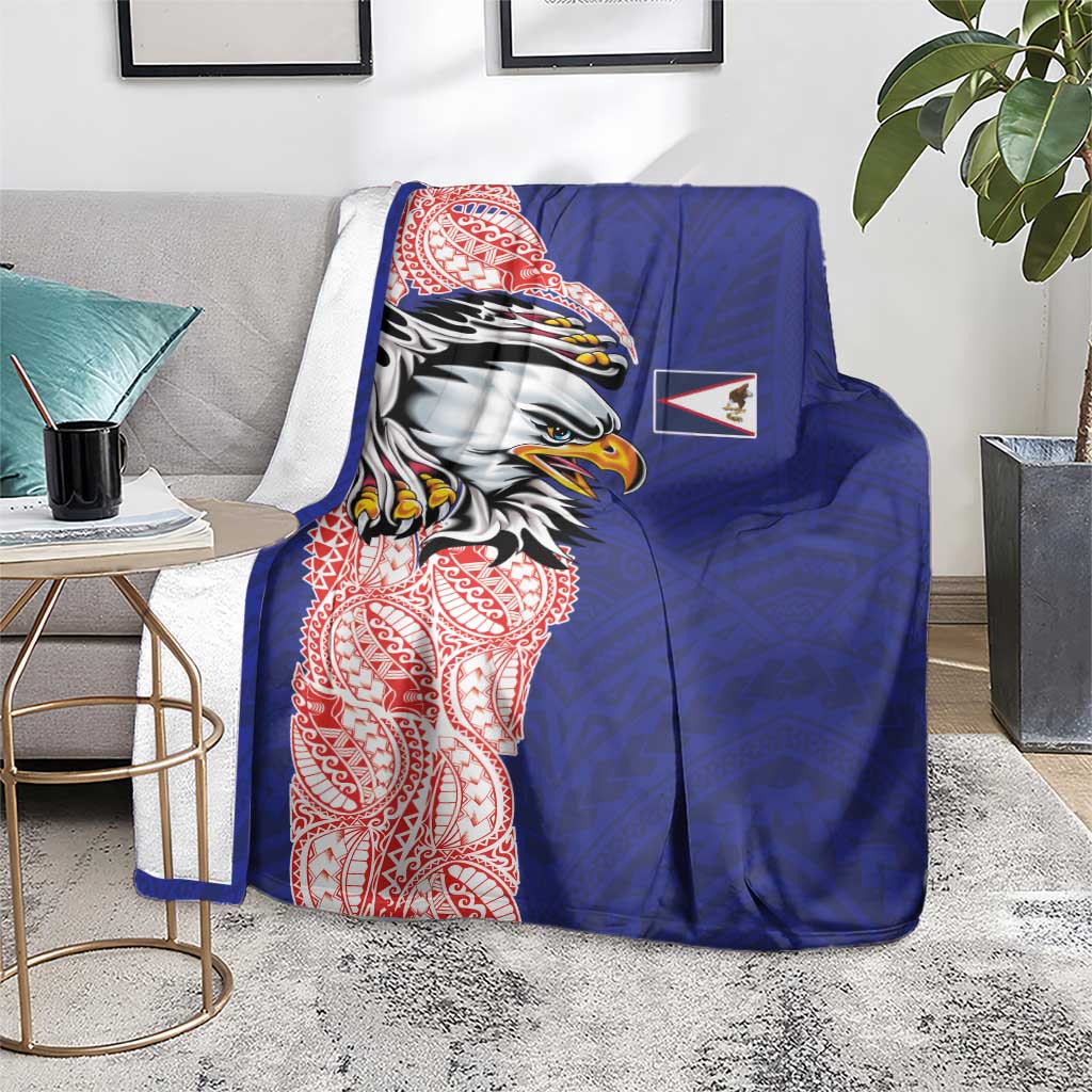 American Samoa Flag Day Blanket Tribal Tattoo with Eagle Blue-Red LT03 - Polynesian Pride