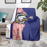 American Samoa Flag Day Blanket Tribal Tattoo with Eagle Blue-Red LT03 - Polynesian Pride