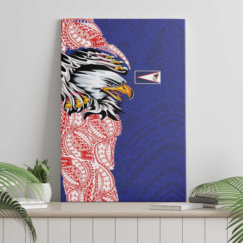 American Samoa Flag Day Canvas Wall Art Tribal Tattoo with Eagle Blue-Red