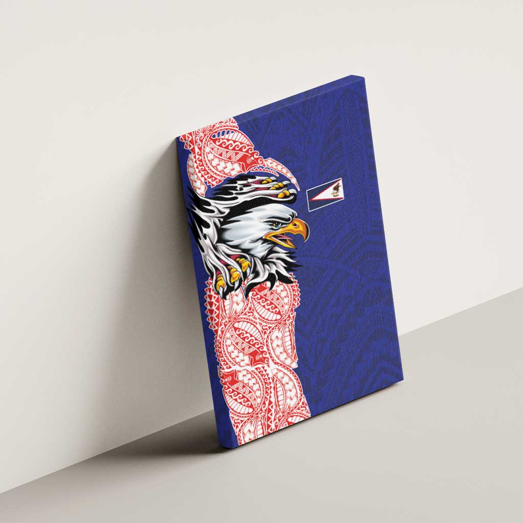 American Samoa Flag Day Canvas Wall Art Tribal Tattoo with Eagle Blue-Red