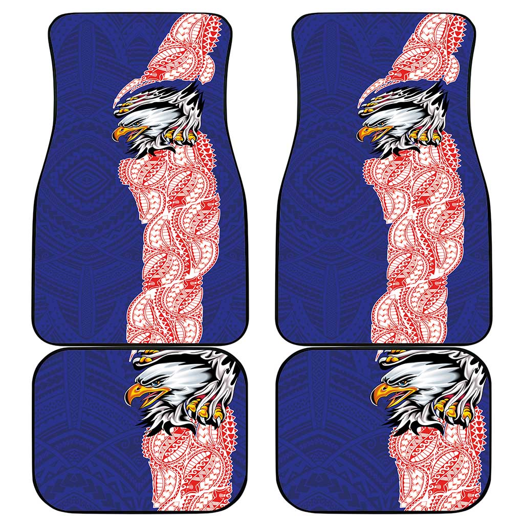 American Samoa Flag Day Car Mats Tribal Tattoo with Eagle Blue-Red