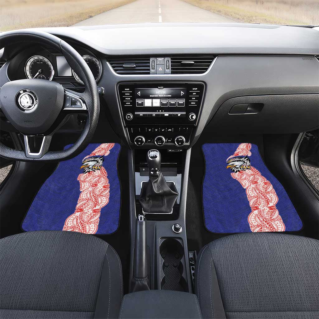 American Samoa Flag Day Car Mats Tribal Tattoo with Eagle Blue-Red