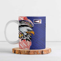 American Samoa Flag Day Ceramic Mug Tribal Tattoo with Eagle Blue-Red