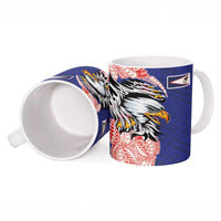 American Samoa Flag Day Ceramic Mug Tribal Tattoo with Eagle Blue-Red