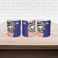 American Samoa Flag Day Ceramic Mug Tribal Tattoo with Eagle Blue-Red