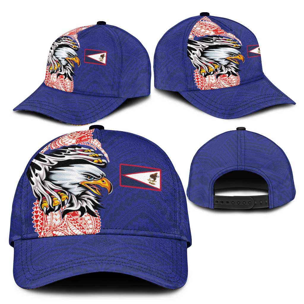 American Samoa Flag Day Classic Cap Tribal Tattoo with Eagle Blue-Red