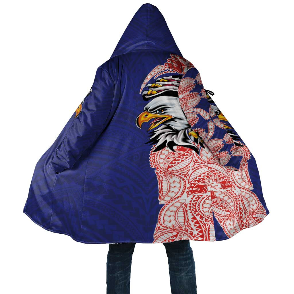 American Samoa Flag Day Cloak Tribal Tattoo with Eagle Blue-Red