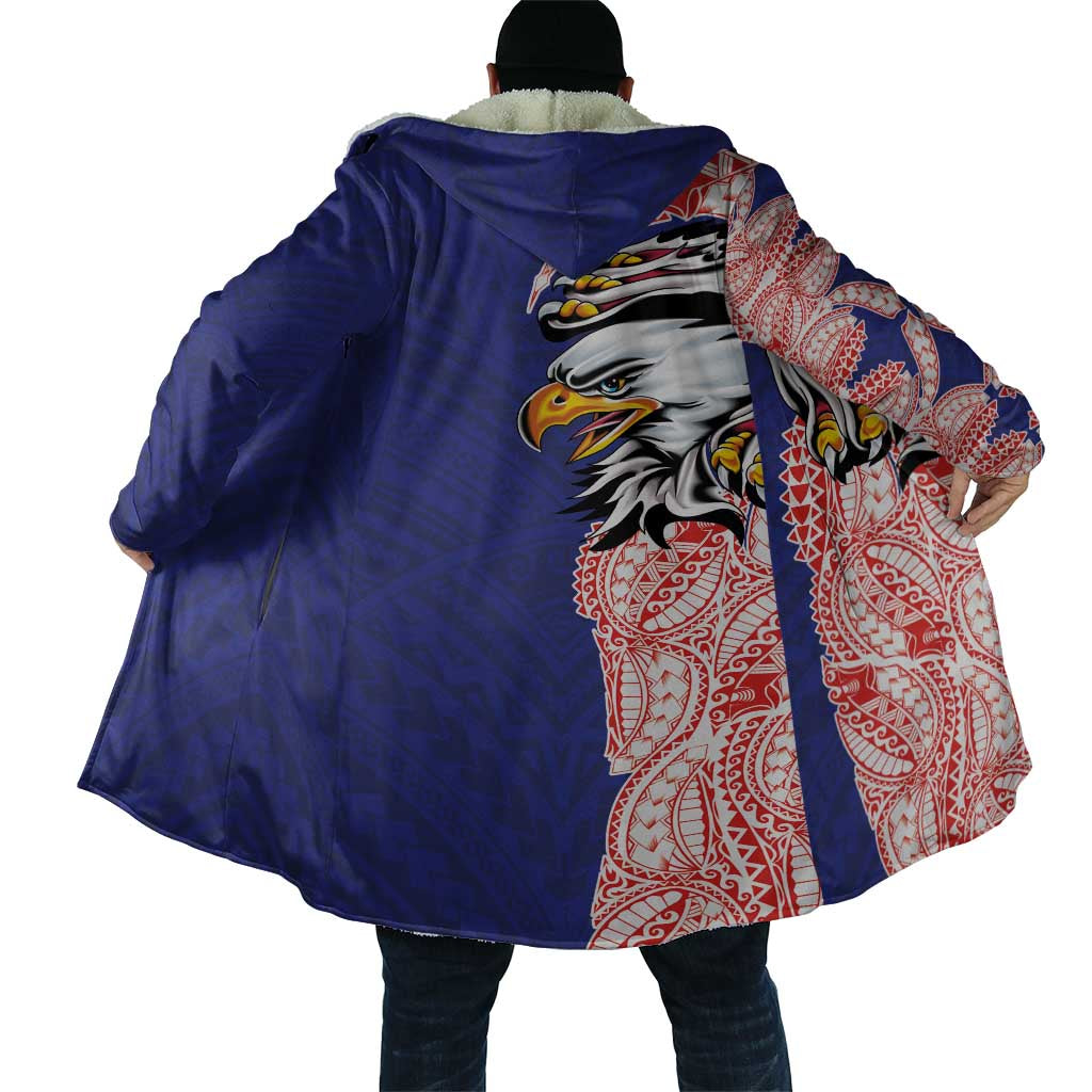 American Samoa Flag Day Cloak Tribal Tattoo with Eagle Blue-Red