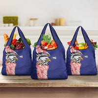 American Samoa Flag Day Grocery Bag Tribal Tattoo with Eagle Blue-Red
