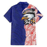 American Samoa Flag Day Hawaiian Shirt Tribal Tattoo with Eagle Blue-Red