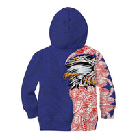 American Samoa Flag Day Kid Hoodie Tribal Tattoo with Eagle Blue-Red