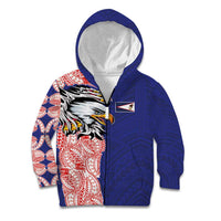 American Samoa Flag Day Kid Hoodie Tribal Tattoo with Eagle Blue-Red