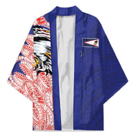 American Samoa Flag Day Kimono Tribal Tattoo with Eagle Blue-Red
