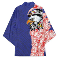 American Samoa Flag Day Kimono Tribal Tattoo with Eagle Blue-Red